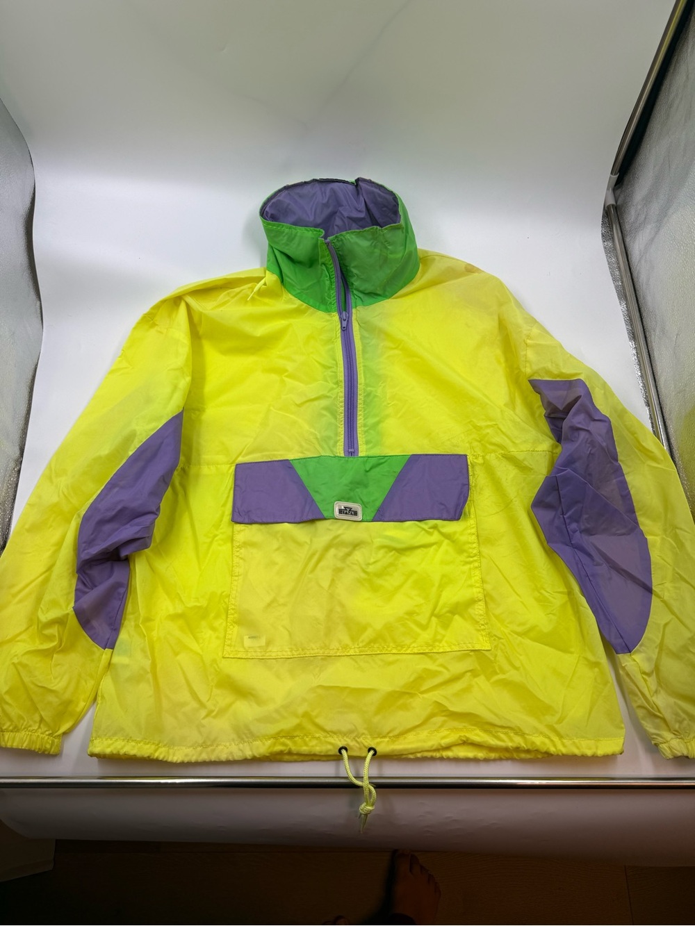 Vintage Sunice neon color block windbreaker pullover jacket made Calgary size me